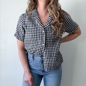 Classic Black and White Gingham Women's Top